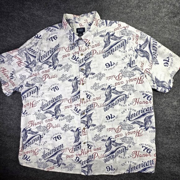 Harbor Bay Shirt Mens 3XL White Red Blue American Eagle Freedom Flyer Patriotic - Picture 1 of 11